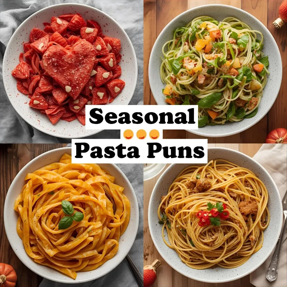 Seasonal Pasta Puns (Valentine’s, Summer, Holidays)