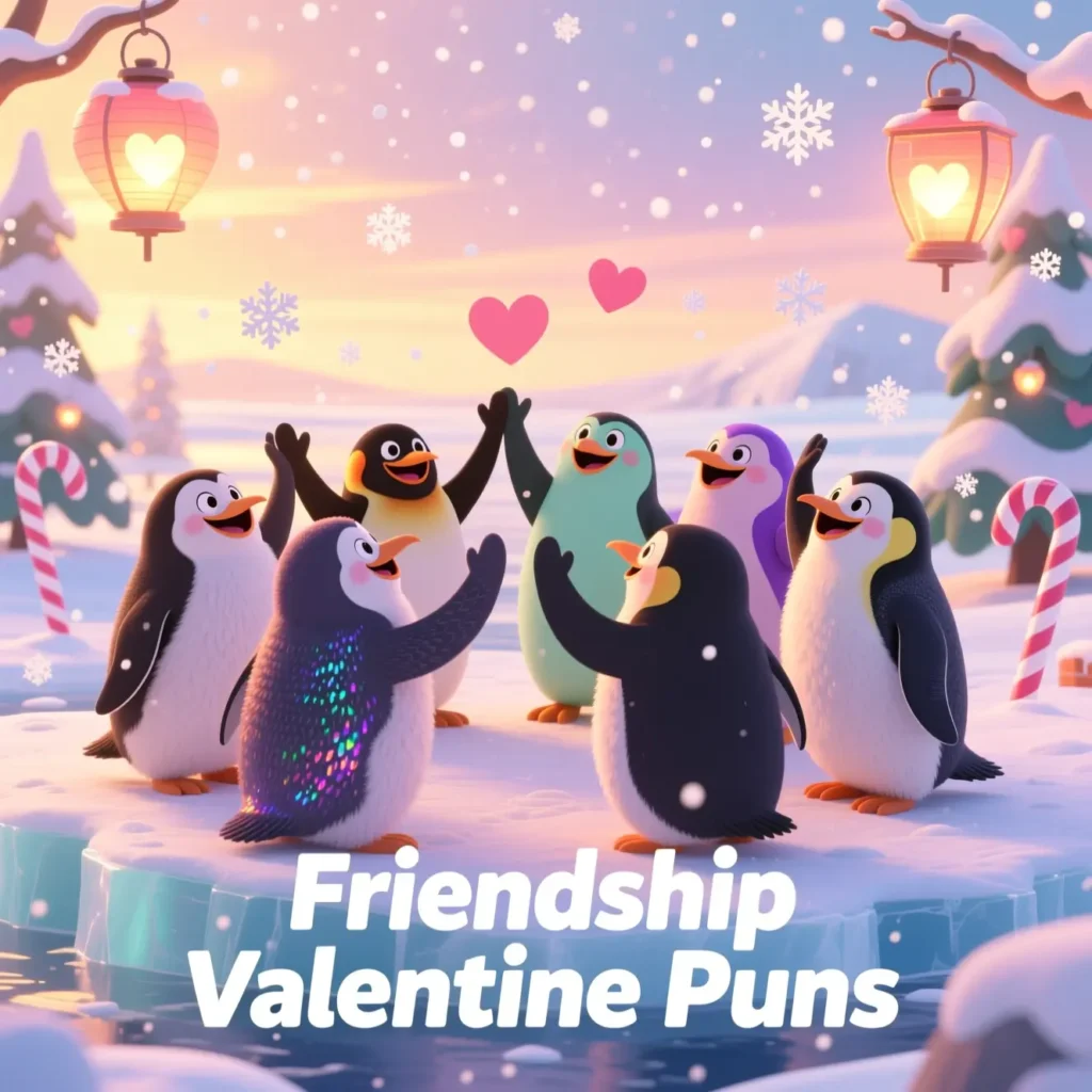 Penguin Friendship Valentine Puns 
