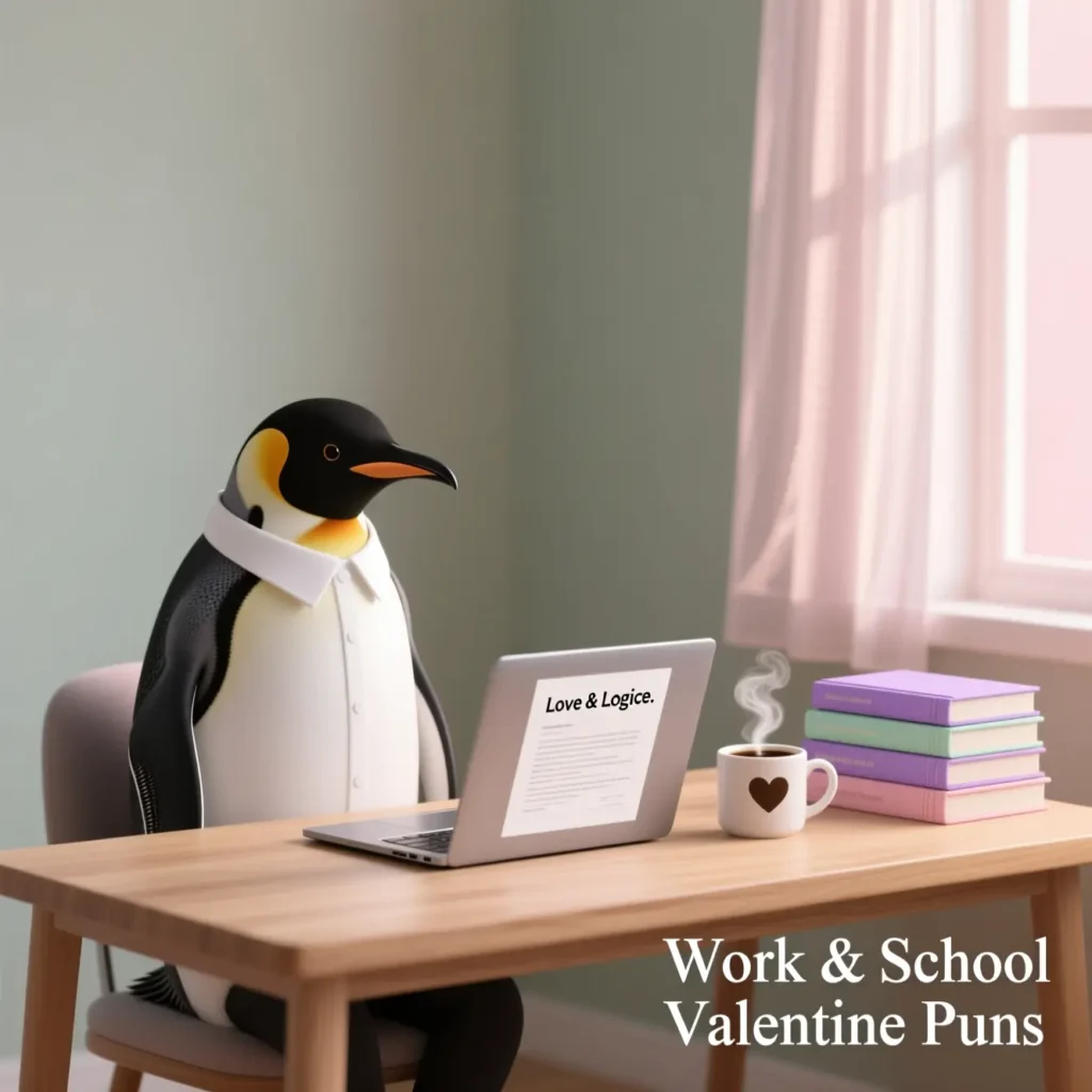 Work & School Penguin Valentine Puns