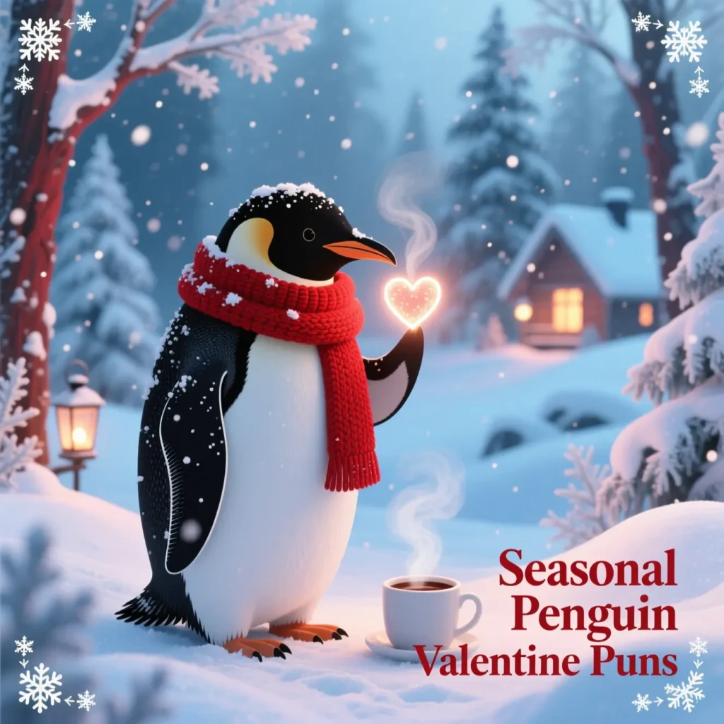 Seasonal Penguin Valentine Puns 
